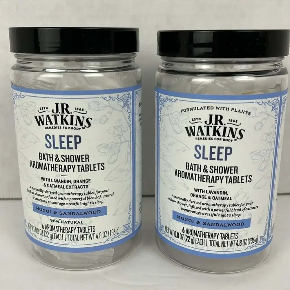 J.R. Watkins Bath & Shower Aromatherapy Tablets Sleep Monoi Sandalwood 6 tabs X2